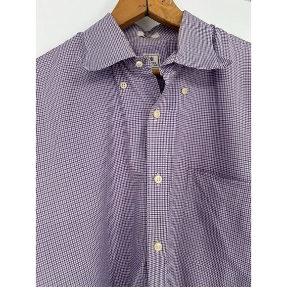 Peter Millar Button Down Shirt Plaid Checkered Long Sleeve Collared L Purple - Picture 2 of 8